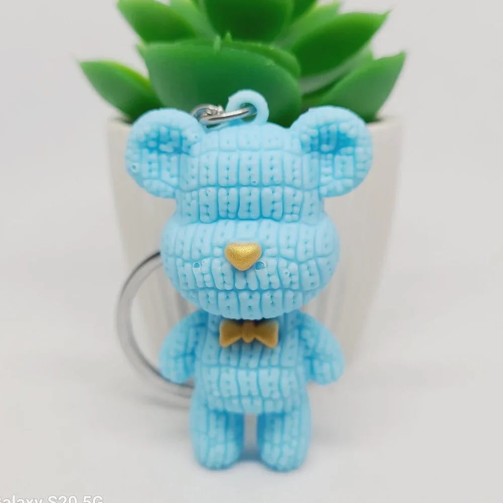 Sweet Little Sky-Blue Teddy Bear Keychain NWOT Women's / Girls Home Keys Gifts - Picture 1 of 4